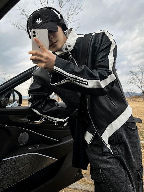 COSYHARU公式 ウェイ レザー バイカージャケット