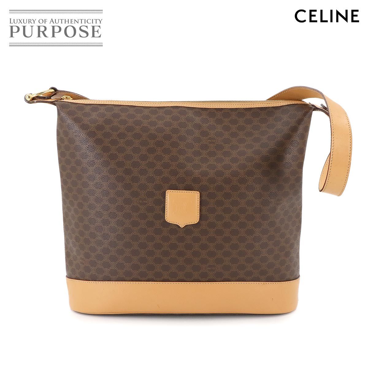セリーヌ CELINE マカダム ショルダー バッグ PVC レザー