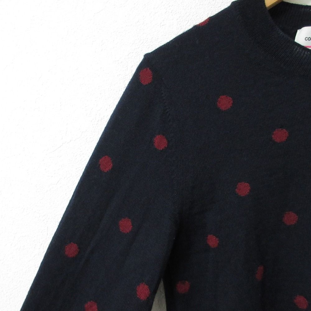 良品 COMME des GARCONS GIRL コムデギャルソンガール ドットジャガード 長袖 ニット プルオーバー セーター NR-N011 XS ネイビー レディース 古着 中古 良品 COMME des GARCONS GIRL コムデギャルソンガール ドット