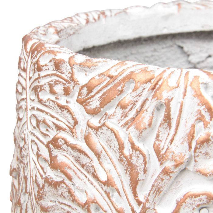 直径40cm 植木鉢 おしゃれ ファイバーセメントポット ホワイト系 模様付き L 30リットル 鉢カバー 10号鉢用 モンステラ YUZUMIYA_COM