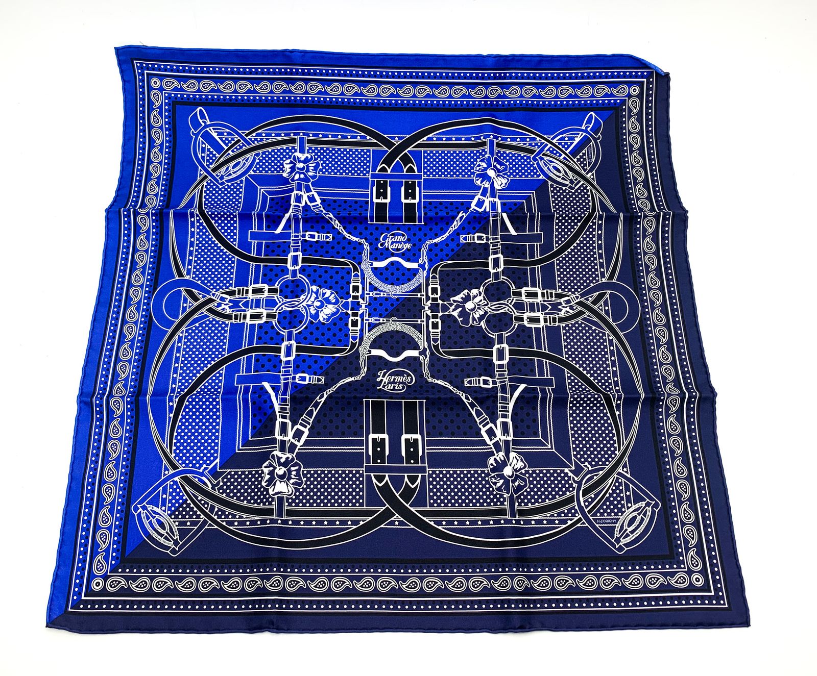 HERMES エルメス シルク crano manege バンダナ55 バンダナ カレ