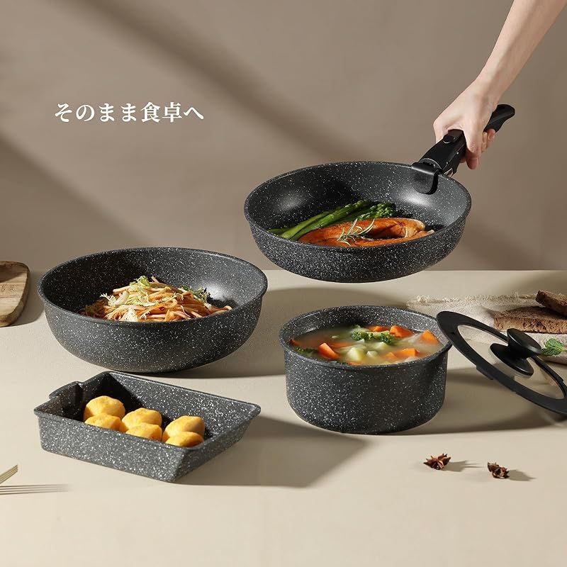 CAROTE カローテ フライパン セット 12点 IH ガス火対応 黒 Amazon.co