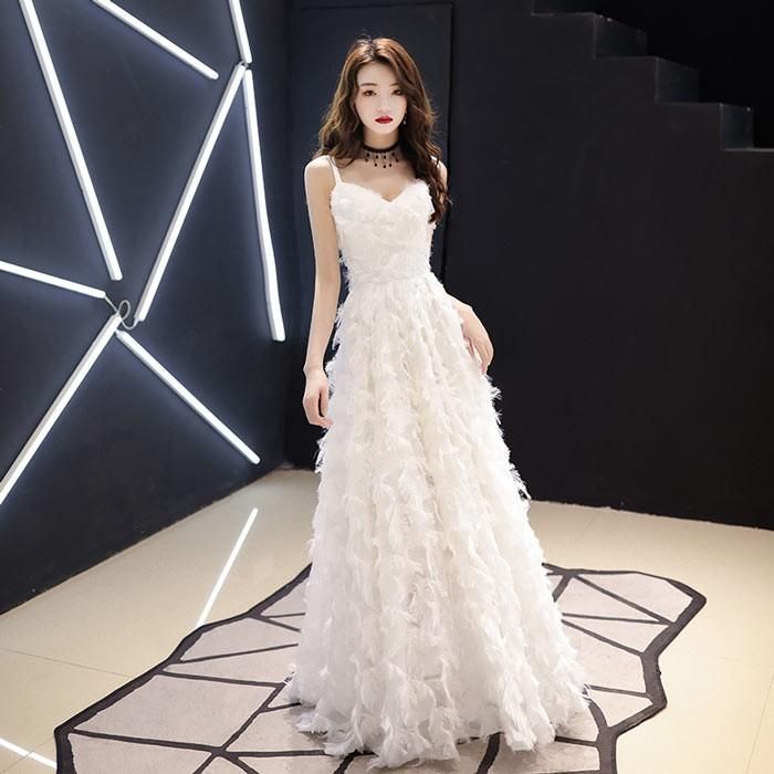 パーティードレス ロングドレス キャミソール ロング 結婚式 演奏会 ふんわり 大人 二次会 ピアノ Vネック 発表会