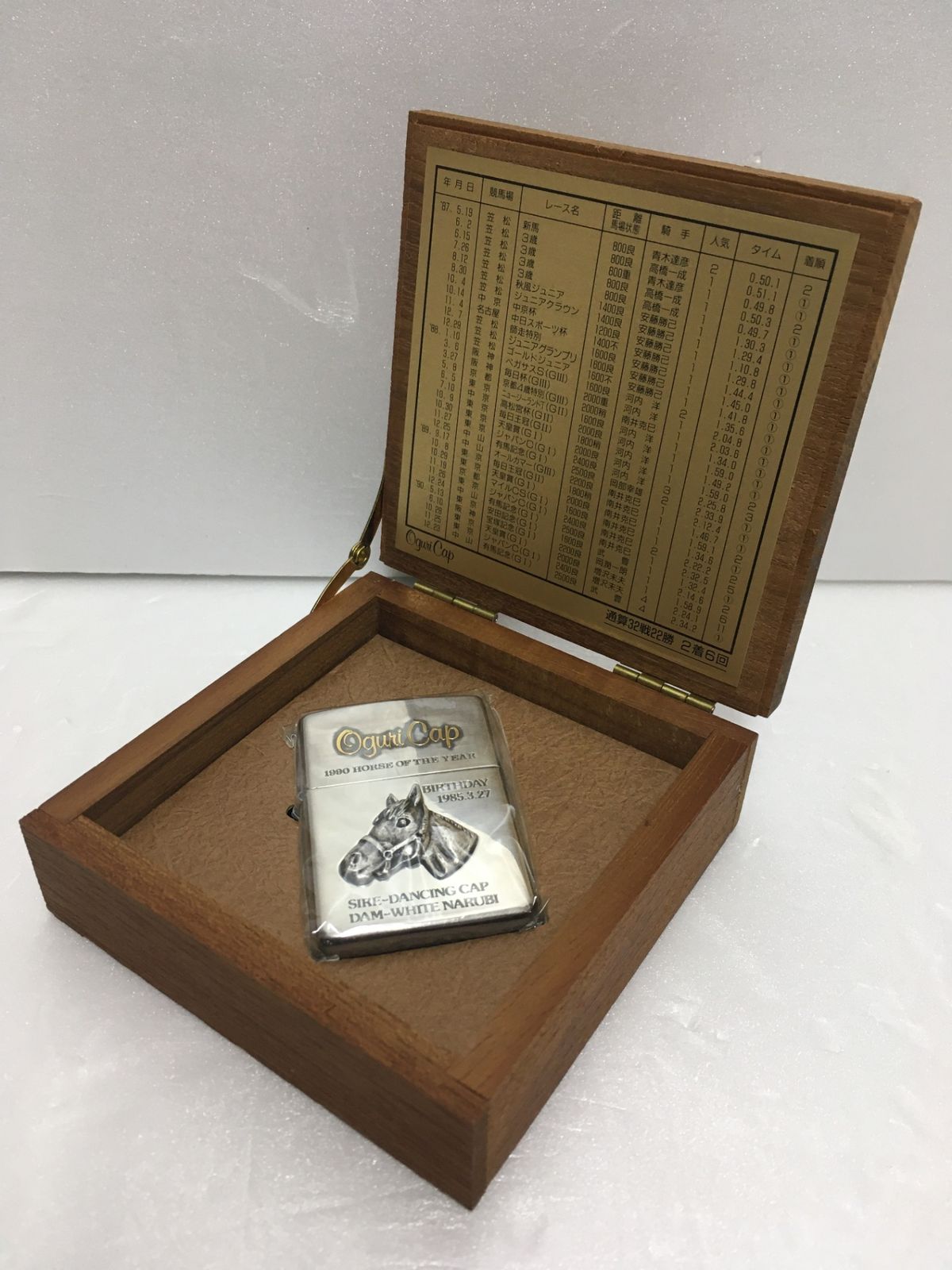 ZIPPO ジッポ ライター オグリキャップ 1996年製 競馬 戦歴 木 き 囗G