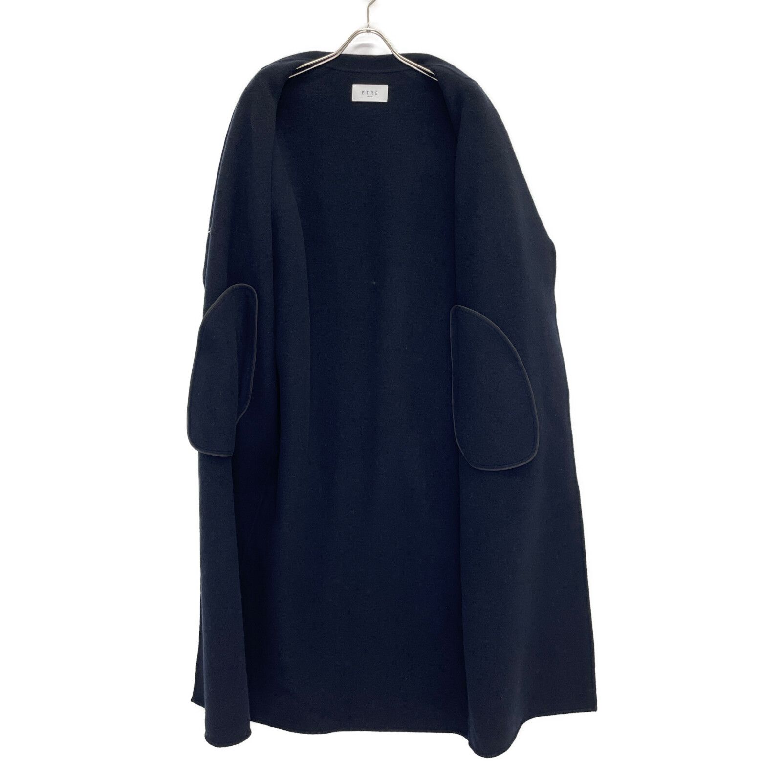 希少　ETRE TOKYO ワイドストール　チェスターコート　カシミヤ混　紺色 希少 ETRE TOKYO ワイドストール チェスターコート カシミヤ混
