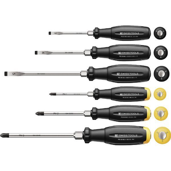 PB SWISS TOOLS ピービースイスツールズ 6本組 スイスグリップEVO 貫通ドライバーセット BOX 38249.DCBB