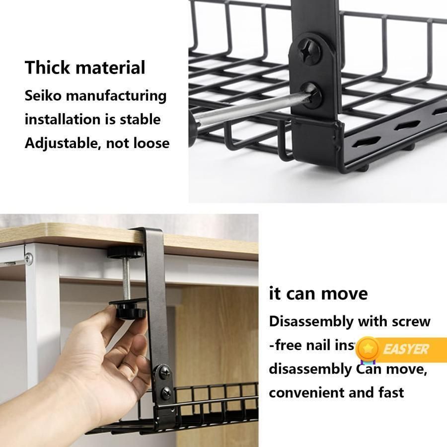 デスクケーブル管理トレイの下にドリルスチールデスクケーブルオーガナイザーオフィスホームのためのホームケーブルオーガナイザー用ワイヤ