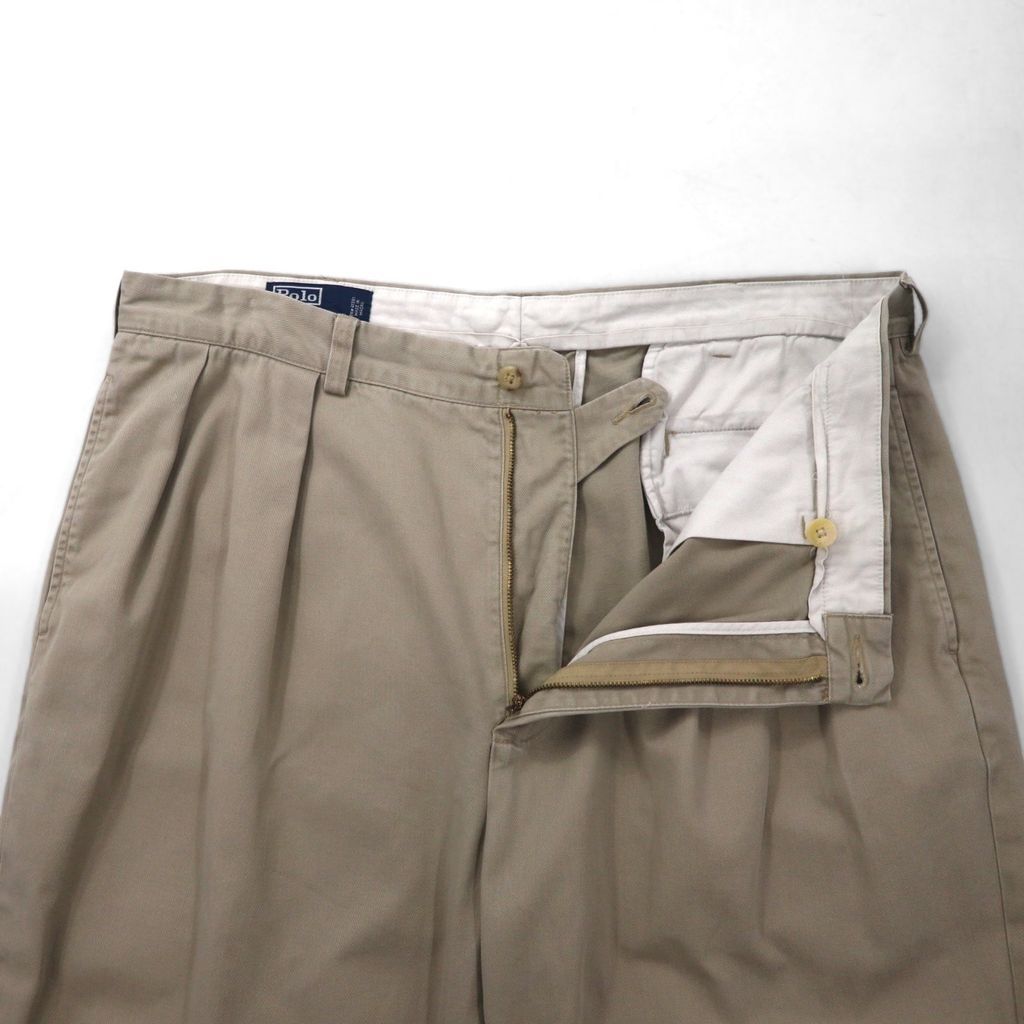 90s ポロラルフローレン ポロチノ 2タック ベージュ ANDREW PANT Polo by Ralph Lauren 90年代 ポロチノ ANDREW PANT 2タック
