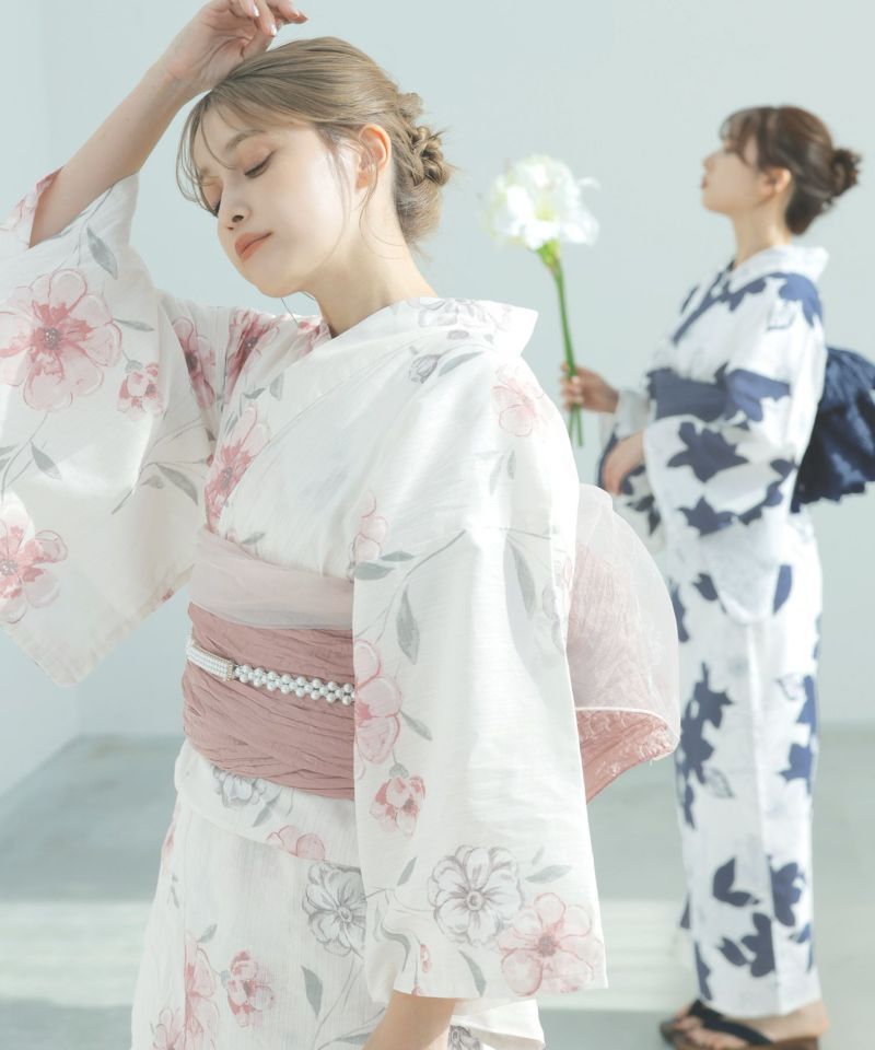 桜梅桃李】2024 浴衣5点セット(ゆかた・帯・下駄・着付け