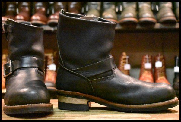 9D 08年 レッドウィング 8182 ショート エンジニア 黒 ブラックハーネス スチールトゥ ブーツ redwing 2976 HOPESMORE FI342