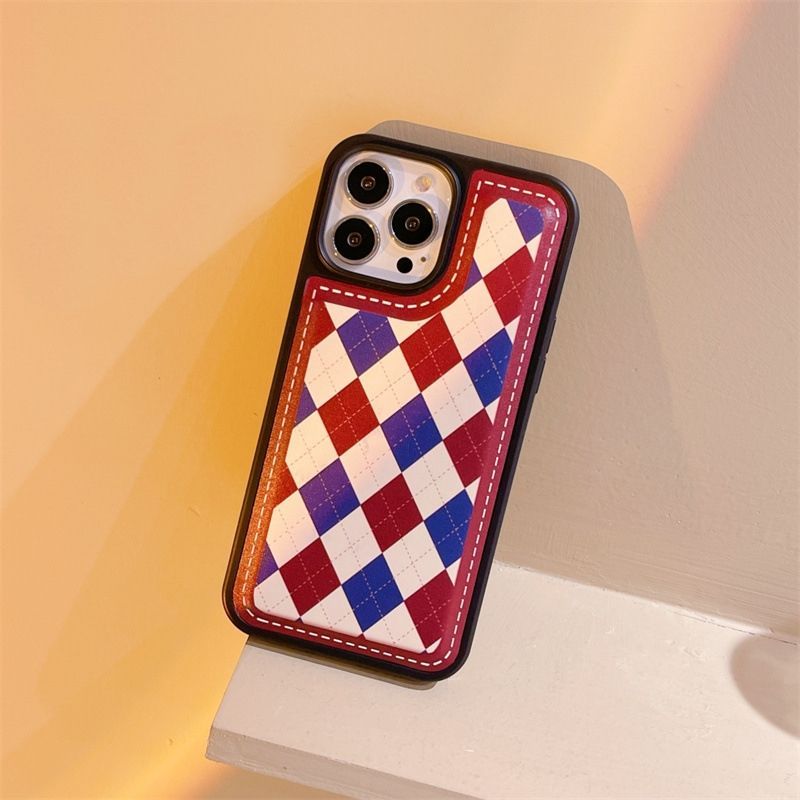 iPhone 13 Pro アーガイル チェック レトロ スマホケース ブラウン