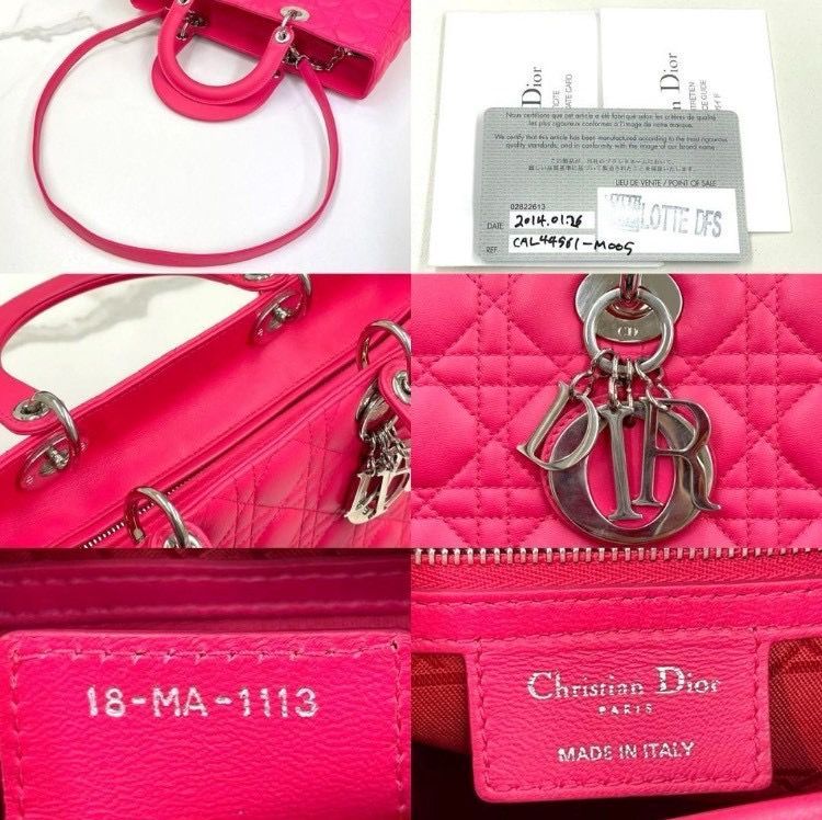 美品☆ レディディオール ラージ 2way ハンドバッグ 赤ピンク - メルカリ