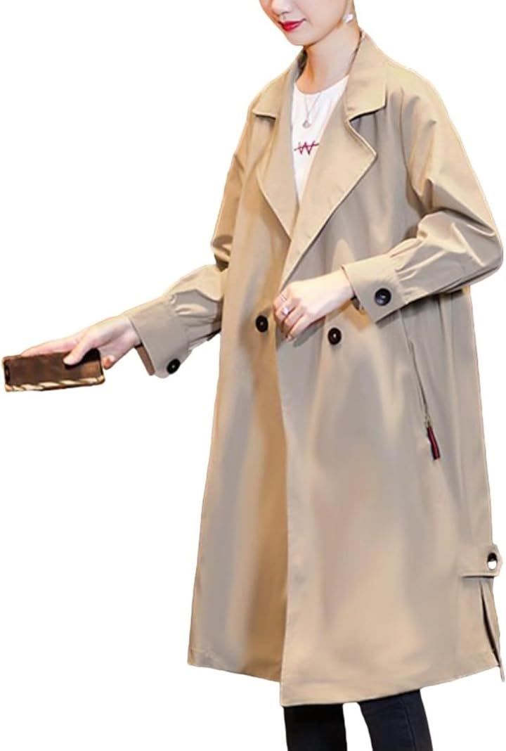 J-Scott トレンチコート レディース ベージュ 膝丈 ファスナーポケット パフスリーブ アウター シンプル オータム デイリー きちんと感 パフ袖 美ライン スタンダード ロングスリーブ 無地 垢抜け やわらか スプリングコート XL