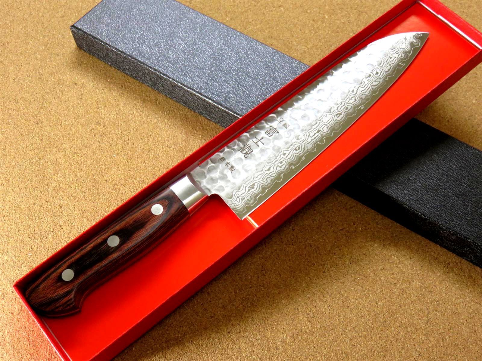 関の刃物 三徳包丁 18.5cm (185mm) 富士觀 ダマスカス 17層 鎚目鍛造 