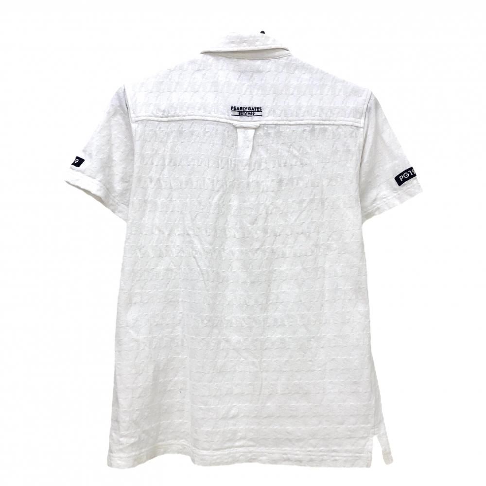 【美品】パーリーゲイツ 半袖ポロシャツ 白 千鳥格子 コットン100％ メンズ 4(M) ゴルフウェア 2023年モデル PEARLY GATES