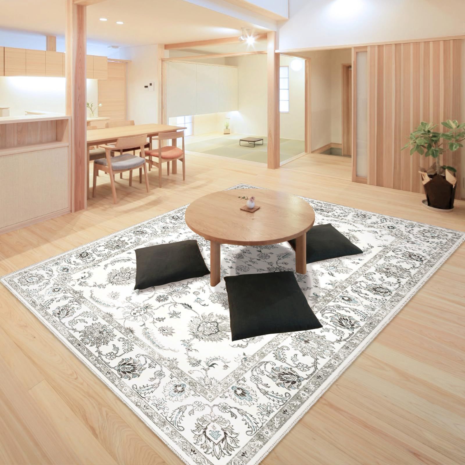 折りたたみ 薄手 洗える ソファサイド ベッドの足元 寝室用 ダイニング リビング じゅうたん ウォッシャブル 滑り止め付 ペルシャ柄 洗濯機で丸洗い 敷きマット 230 160 ラグマット SONGLET