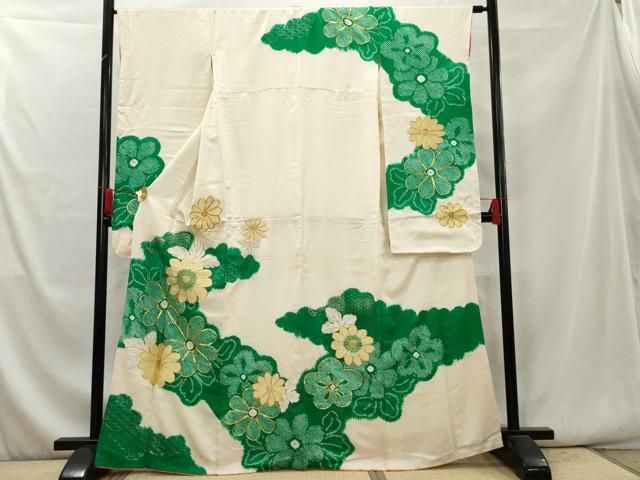 平和屋着物□豪華振袖 駒刺繍 絞り 草花文 金銀糸 正絹 逸品