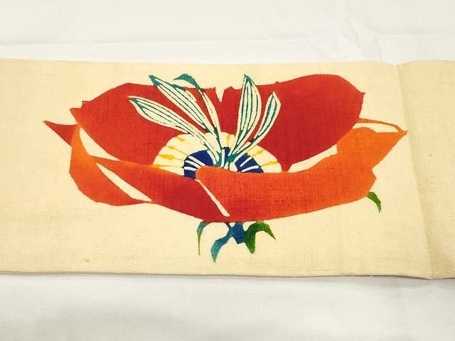 平和屋着物○染織作家 渋紙型 渋谷和子 九寸名古屋帯 紬地