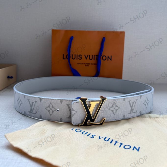 LOUIS VUITTON ルイヴィトン LV イニシャル リバーシブル ベルト モノグラム エクリプス タイガ 40MM ホワイト