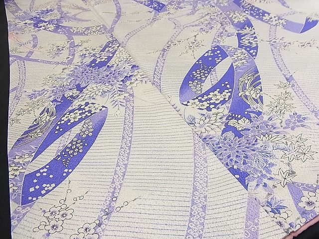 平和屋野田店■上質な小紋　絞り　色紙吉祥文　逸品　n-kv1967