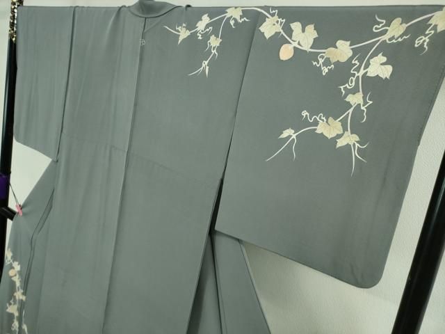 平和屋本店□極上 本加賀友禅作家 由水煌人 訪問着 蔦の葉 鬼灯