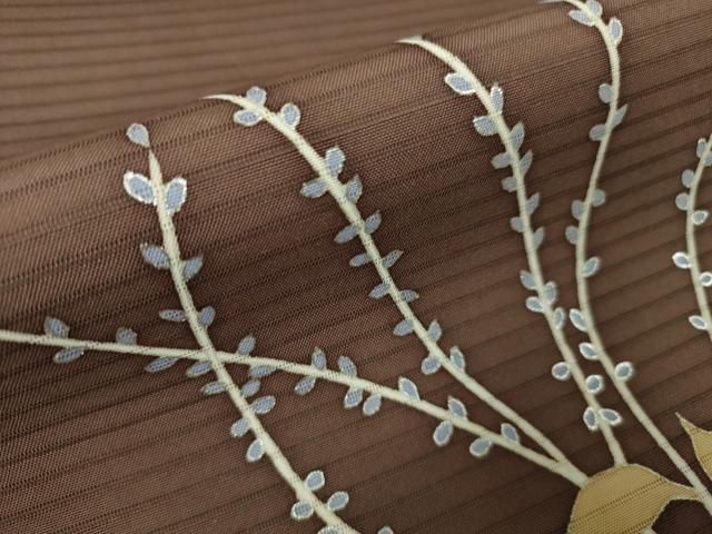 平和屋本店□極上 夏物 銀座 志ま亀 九寸名古屋帯 絽塩瀬 草花 栗皮  