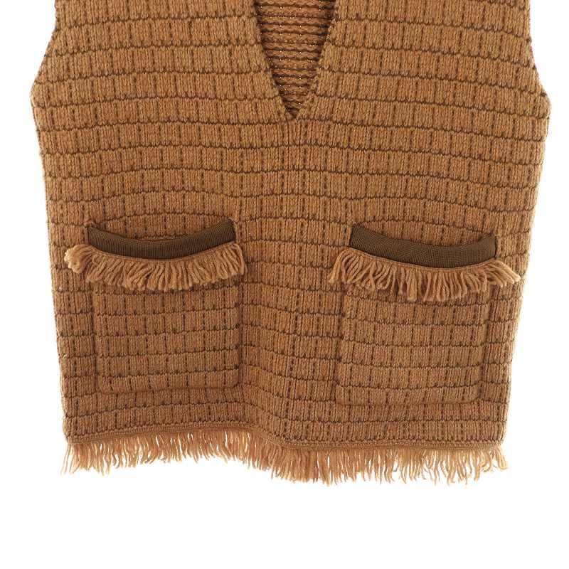 カレンソロジー Curensology 24AW ツイーディフリンジニットベスト プルオーバー F ブラウン /HK ■OS レディース カレンソロジー Curensology 24AW ツイーディフリンジニット
