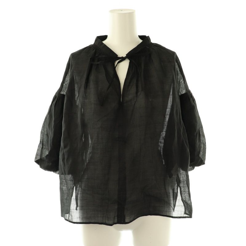 未使用品 ノーリーズ Nolley's 25SS シアーラミー袖バルーンブラウス 五分袖 シースルー 38 黒 ブラック /AT ■OS ■SH レディース ノーリーズ Nolley's 25SS シアーラミー袖バルーンブラウス 五分
