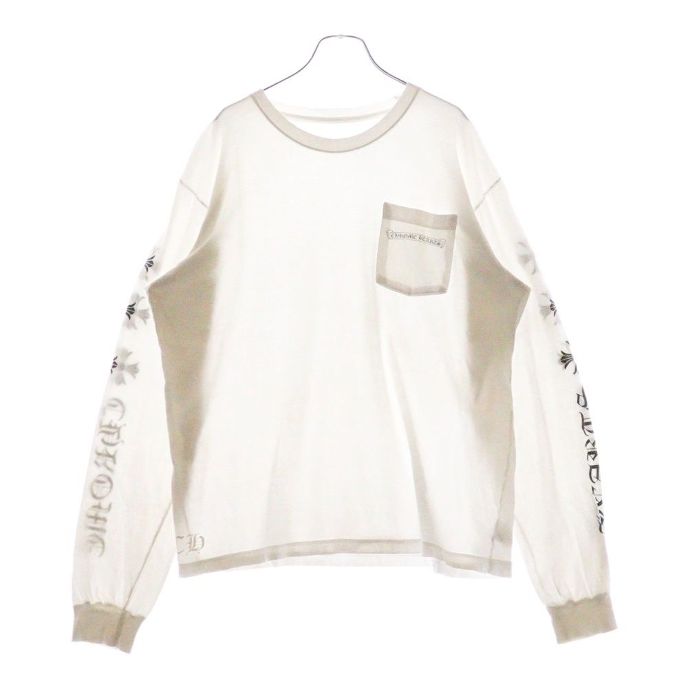 CHROME HEARTS クロムハーツ L|S Tee アームロゴ プリント長袖Tシャツ カットソー ホワイト