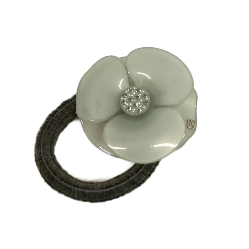 アレクサンドルドゥパリ Alexandre De Paris ラインストーン カメリア ヘアゴム ヘアアクセサリー グレー系