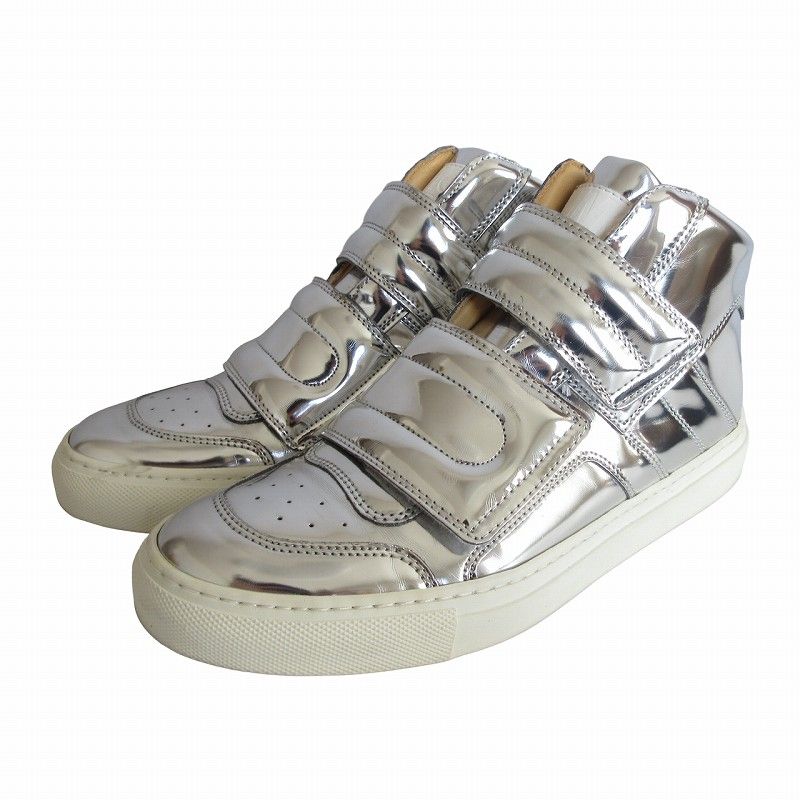 エムエムシックス メゾンマルジェラ MM6 Maison Margiela 美品 16AW ベルクロ スニーカー シルバーミラー ハイカット  S59WS0013 シルバーカラー 38 約24.5cm 0912 IBO56