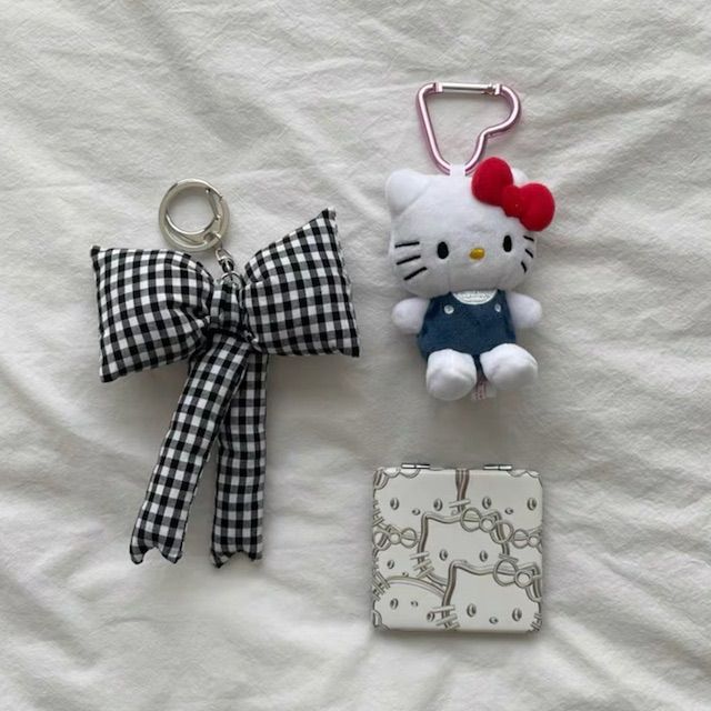 Ribbon Key Charm strap 🎀 韓国 バレエコア リボン ギンガムチェック