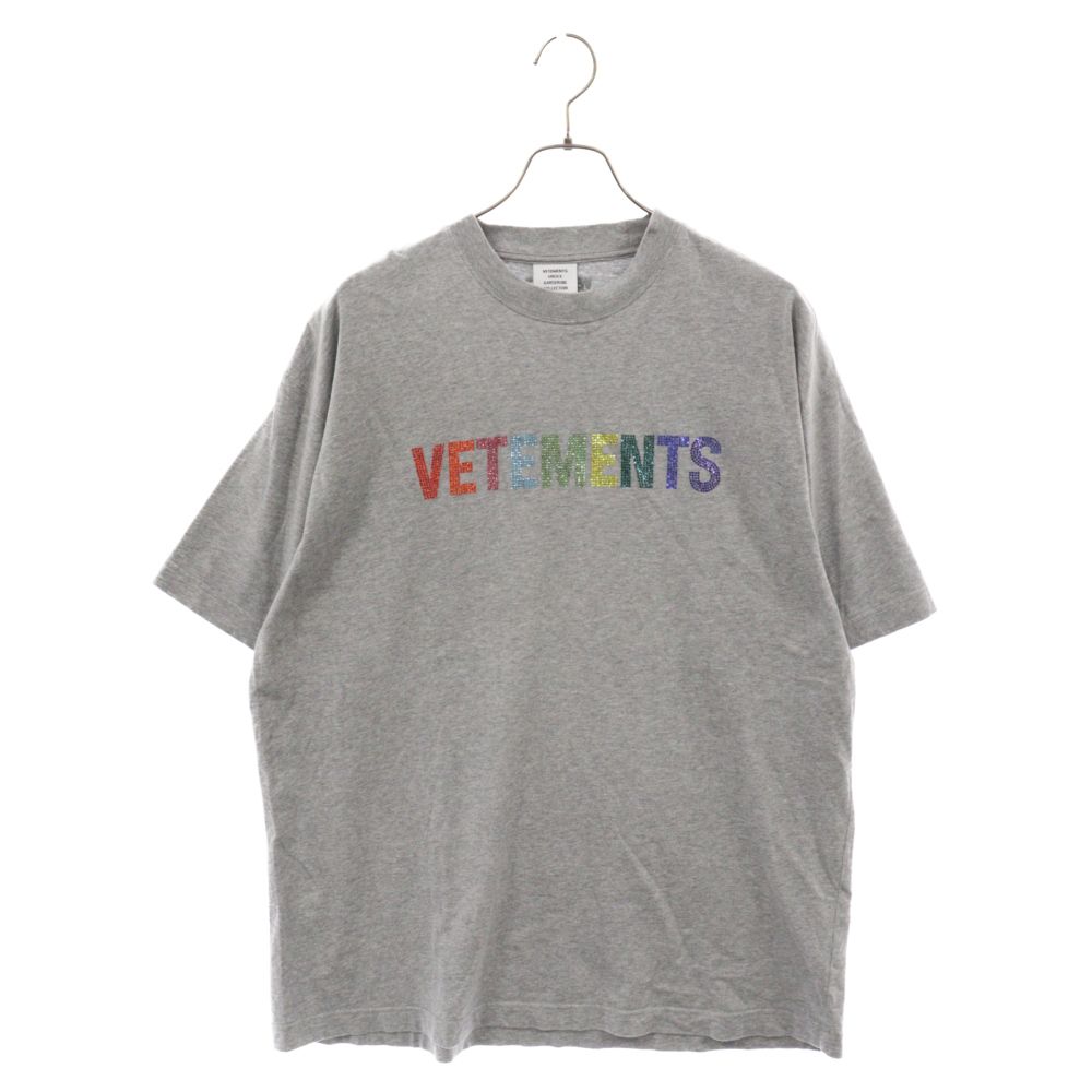 「希少」vetements tシャツ　ロゴラインストーン vetements ラインストーン シャツ 希少」vetements tシャツ ロゴライン