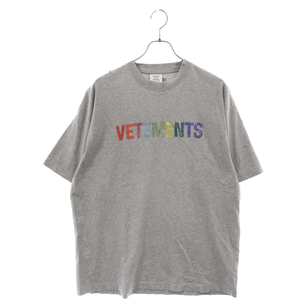 VETEMENTS (ヴェトモン) 22SS Multicolor Crystal Logo Tee UE52TR510G マルチカラークリスタル ロゴTシャツ 半袖カットソー ラインストーン オーバーサイズ ホワイト - メルカリ