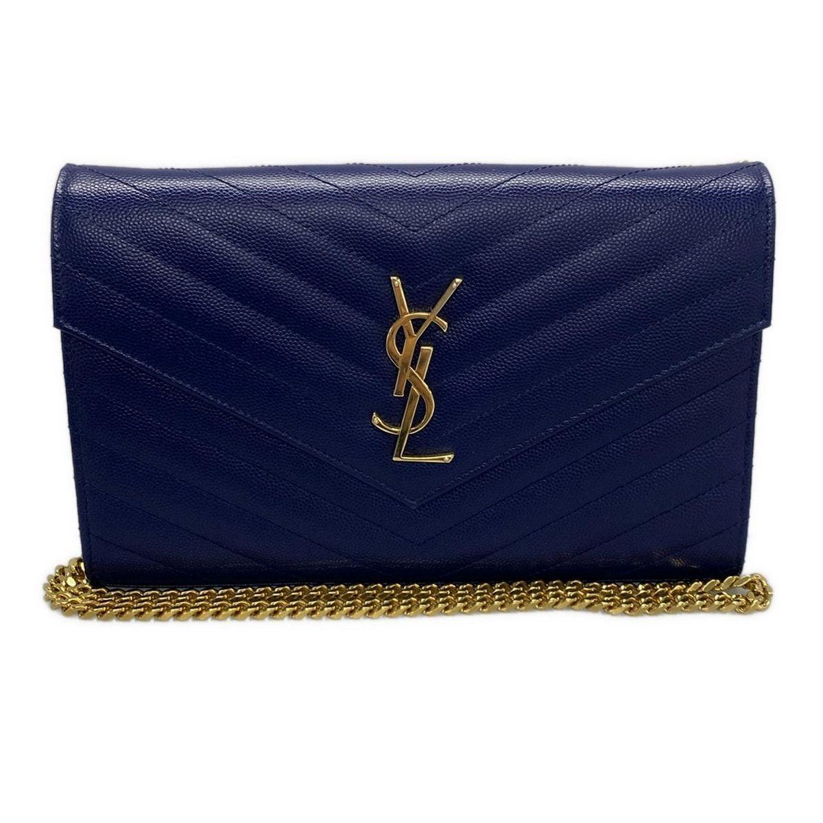 SAINT LAURENT PARIS サンローランパリ 財布 モノグラム サンローラン 377828 ブルー チェーンウォレット レザー
