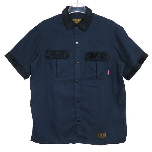 NEIGHBORHOOD ネイバーフッド 11SS F.B.BOWLER|CS-SHIRT.SS 111CONH-SHM04 FLASH BACK ショートスリーブ ボーリング シャツ ネイビー 半袖 サイズL sepz