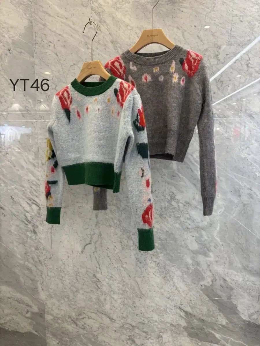 js NEW YORK スター スタイル 2025 f w フラワー POINT バイ ラウンド ニット