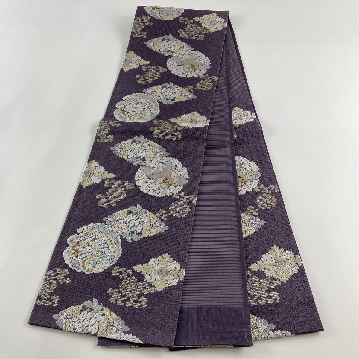 正絹 六通袋帯【花菱 紫】 No.1765 正絹 六通袋帯【花菱 紫】 No.1765