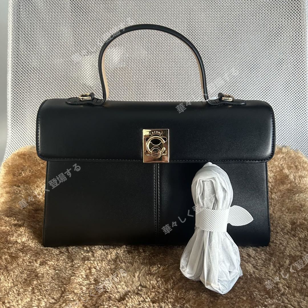 新品 CAFUNE カフネ ハンドバッグ ショルダーバッグ ブラック ゴールド  