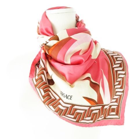 ★VERSACE★大判シルクスカーフ VERSACE TREASURE★送関込み Versace Treasure Large Silk Foulard 35.4