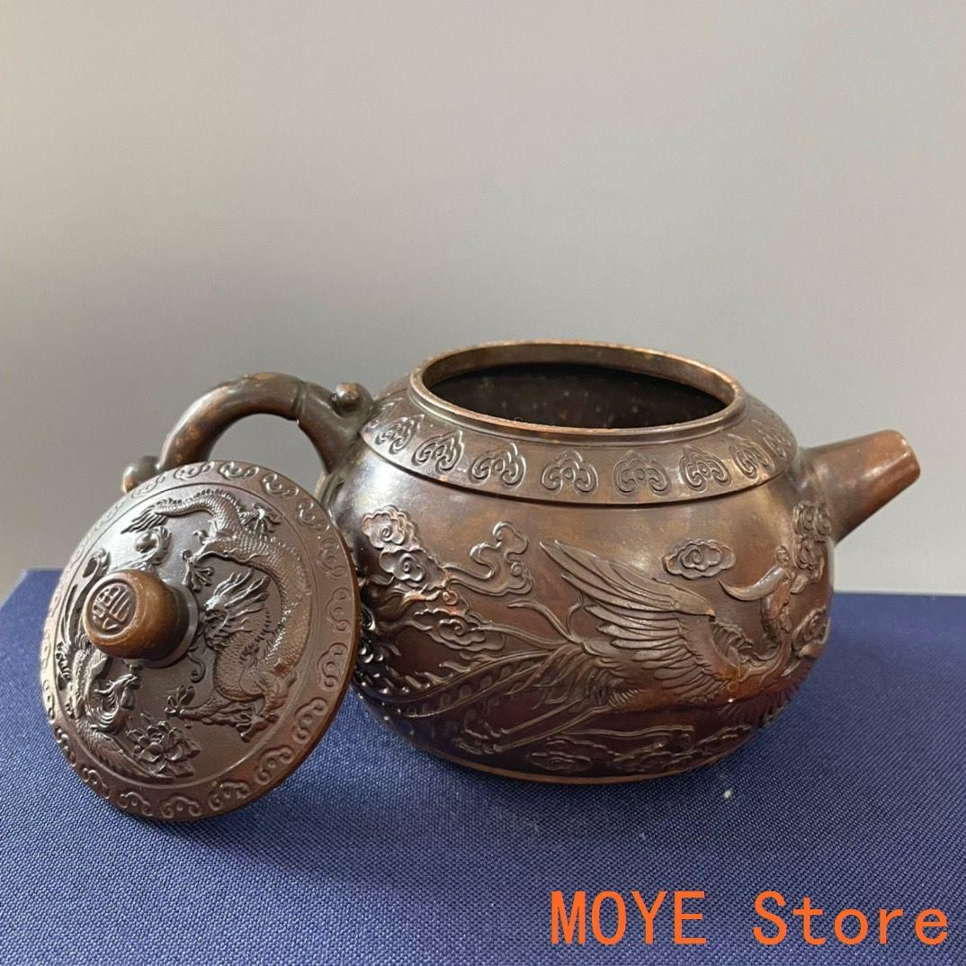 銅器 龍鳳茶壺 福字徳利 茶台 置物 装飾品 工芸品 - メルカリ