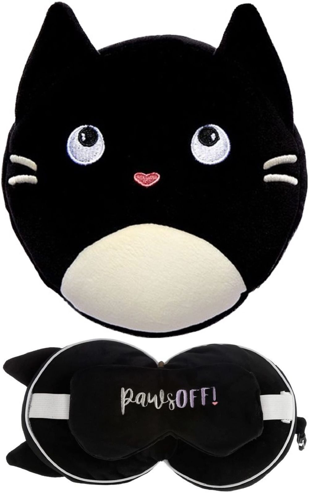 Relaxeazzz アイマスク付 もちもち ネックピロー 黒猫 かわいい ぬいぐるみ 一体型 アイマスク 旅行 飛行機 車 睡眠用 こども  プレゼント 日本正規品 [黒猫のフェリンファイン] - メルカリ