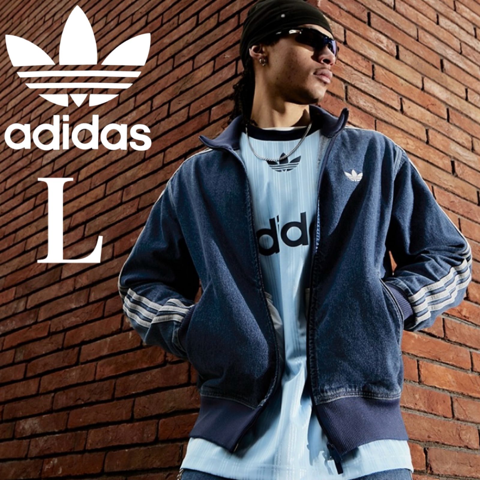 新品L⭐️adidas アディカラー デニム ファイヤーバード