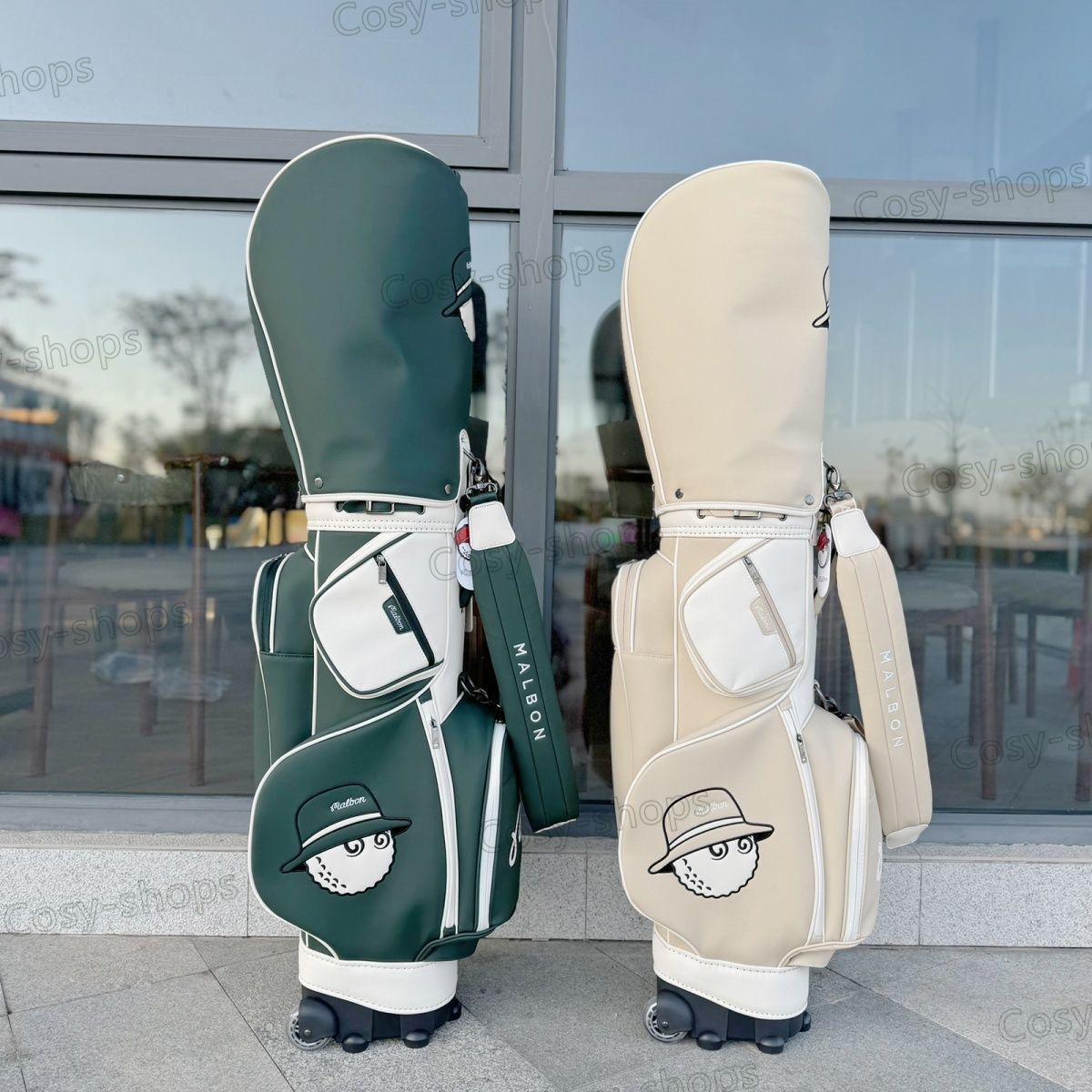 Malbon Golf マルボン ゴルフバッグ キャスター型 ベージュ Malbon golf マルボン ゴルフ キャディバッグ キャスター型 ベージュ