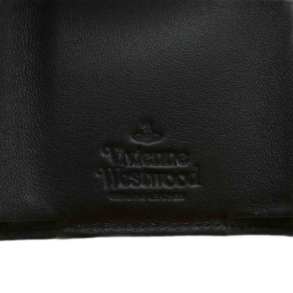 Vivienne Westwood ブラック三つ折り財布 ゴールドロゴ SAFFIANO 口金三つ折り財布(ブラック)（メンズ）（1220952003