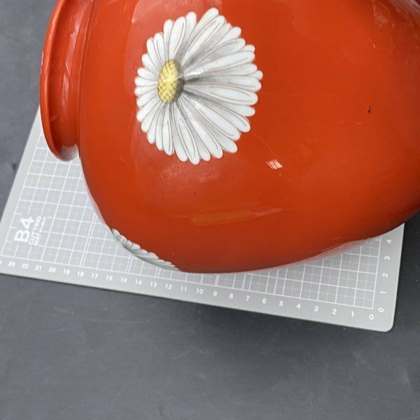 I280NORITAKE 日本陶器 花器オールドノリタケ 朱地白花 レトロ