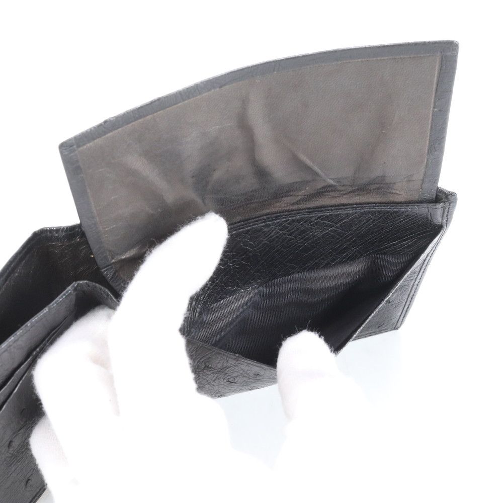 グッチ オーストリッチ レザー 二つ折り 財布 ウォレット 本革 ブラック 黒 紳士 ブランド メンズ MCM CI 21 1 二つ折り財布 折り財布 小物