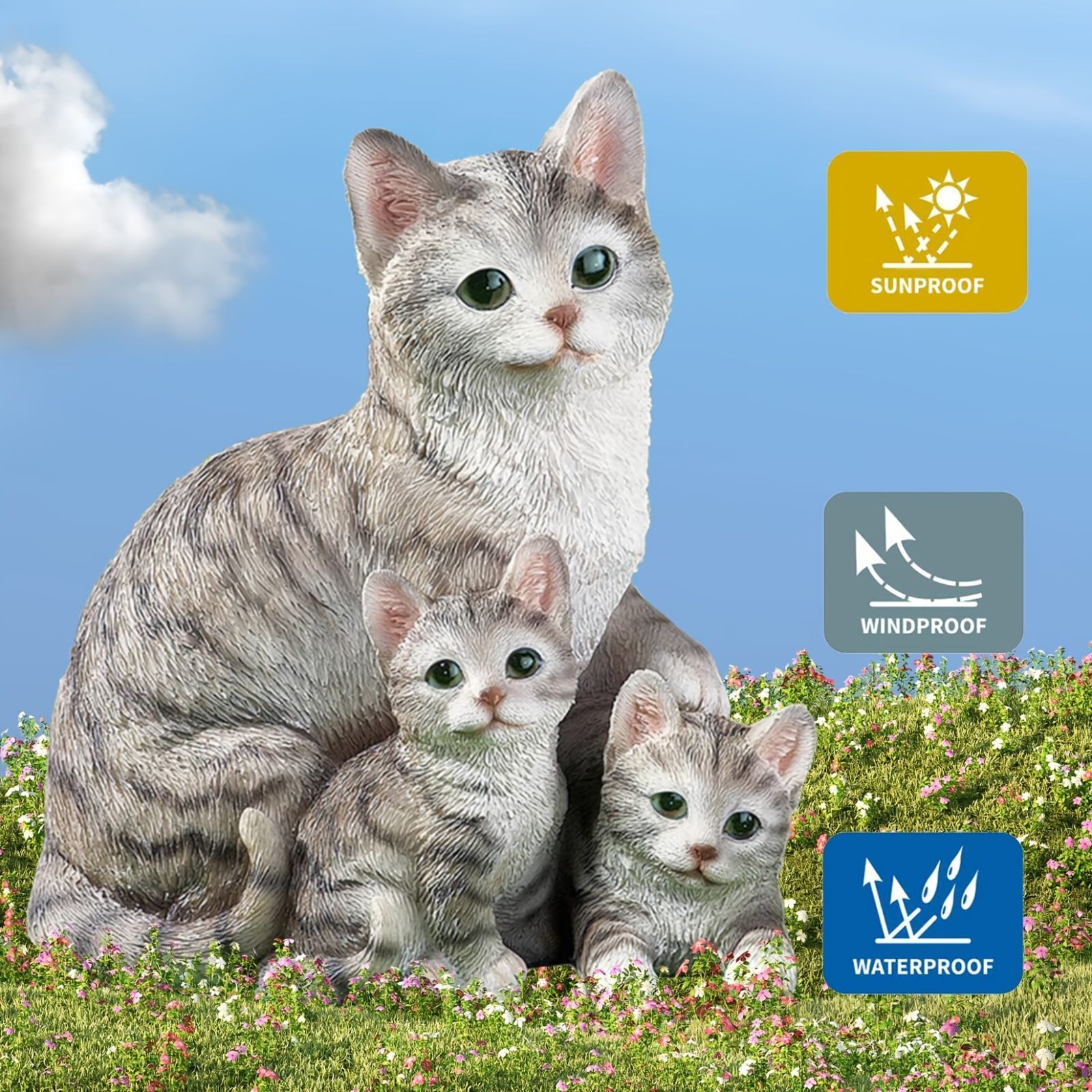 置物 オブジェ ガーデンオーナメント 猫の親子 ねこ ネコ 可愛い 室内 屋外 インテリア 玄関 リビング ダイニング 装飾 庭 ガーデニング 装飾 ガーデン 樹脂 ギフト プレゼント USTAUSTRALIA_COM_AU