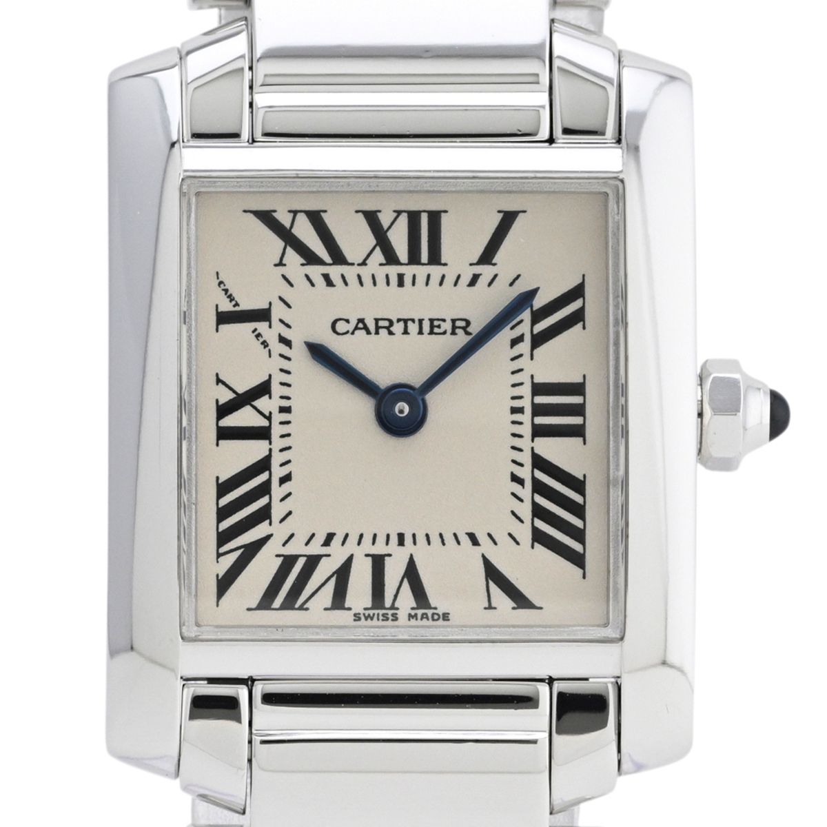 カルティエ CARTIER タンクフランセーズ SM W50012S3 腕時計 WG クォーツ アイボリー レディース 【中古】