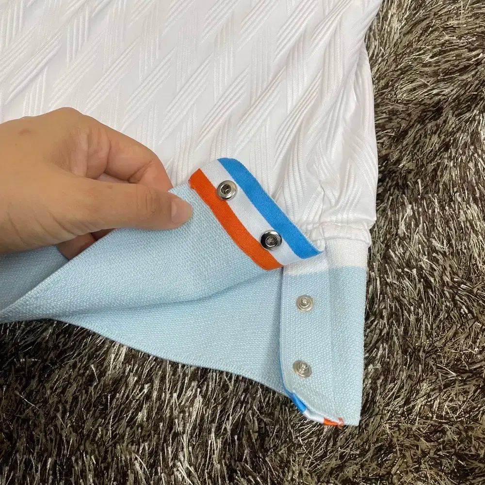 1点限り SOUTH CAPE 白 ハイネック バイ ジャガード 半袖 Tシャツ M